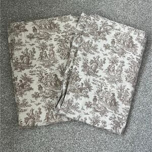 2 Waverly Curtain Panels Drapes Brown Toile French Country Old Money 76"x51"